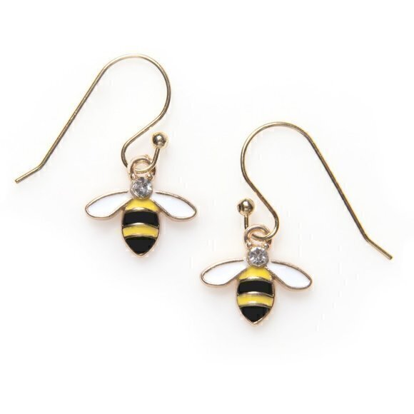 Honey Bumble Bee Earrings 14k Gold Filled Wires Womens Girls Handmade In Usa
